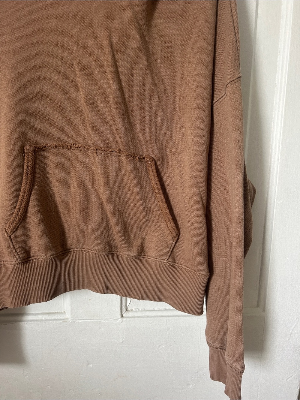American Eagle Outfitters Cropped Mauve-Brown Hooded Pullover - Picture 6 of 7